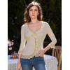 imageGRACE KARIN Lightweight Cardigan Sweaters for Women 2025 34 Sleeve Lace Button Open Front Bolero ShrugApricot