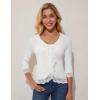 imageGRACE KARIN Lightweight Cardigan Sweaters for Women 2025 34 Sleeve Lace Button Open Front Bolero ShrugWhite