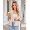 imageGRACE KARIN Women Sweater Blazer 34 Sleeve Cropped Cardigan Lightweight Notch Collar Knit Blazer Jacket Business CasualBeige