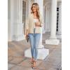 imageGRACE KARIN Women Sweater Blazer 34 Sleeve Cropped Cardigan Lightweight Notch Collar Knit Blazer Jacket Business CasualBeige