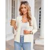 imageGRACE KARIN Women Sweater Blazer 34 Sleeve Cropped Cardigan Lightweight Notch Collar Knit Blazer Jacket Business CasualIvory White
