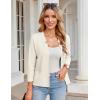 imageGRACE KARIN Women Sweater Blazer 34 Sleeve Cropped Cardigan Lightweight Notch Collar Knit Blazer Jacket Business CasualIvory White