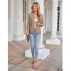 imageGRACE KARIN Women Sweater Blazer 34 Sleeve Cropped Cardigan Lightweight Notch Collar Knit Blazer Jacket Business CasualKhaki