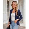 imageGRACE KARIN Women Sweater Blazer 34 Sleeve Cropped Cardigan Lightweight Notch Collar Knit Blazer Jacket Business CasualNavy Blue