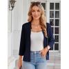 imageGRACE KARIN Women Sweater Blazer 34 Sleeve Cropped Cardigan Lightweight Notch Collar Knit Blazer Jacket Business CasualNavy Blue