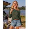 imageGRACE KARIN Womens 2025 Spring Summer Long Sleeve Crochet Pullover Sweater Hollow Out Knit Tops Off Shoulder TShirtsArmy Green