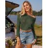 imageGRACE KARIN Womens 2025 Spring Summer Long Sleeve Crochet Pullover Sweater Hollow Out Knit Tops Off Shoulder TShirtsArmy Green