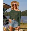 imageGRACE KARIN Womens 2025 Spring Summer Long Sleeve Crochet Pullover Sweater Hollow Out Knit Tops Off Shoulder TShirtsArmy Green