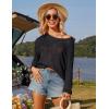 imageGRACE KARIN Womens 2025 Spring Summer Long Sleeve Crochet Pullover Sweater Hollow Out Knit Tops Off Shoulder TShirtsBlack