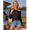 imageGRACE KARIN Womens 2025 Spring Summer Long Sleeve Crochet Pullover Sweater Hollow Out Knit Tops Off Shoulder TShirtsBlack