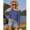 imageGRACE KARIN Womens 2025 Spring Summer Long Sleeve Crochet Pullover Sweater Hollow Out Knit Tops Off Shoulder TShirtsDark Blue