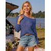 imageGRACE KARIN Womens 2025 Spring Summer Long Sleeve Crochet Pullover Sweater Hollow Out Knit Tops Off Shoulder TShirtsDark Blue