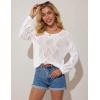 imageGRACE KARIN Womens 2025 Spring Summer Long Sleeve Crochet Pullover Sweater Hollow Out Knit Tops Off Shoulder TShirtsIvory White