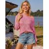 imageGRACE KARIN Womens 2025 Spring Summer Long Sleeve Crochet Pullover Sweater Hollow Out Knit Tops Off Shoulder TShirtsPink