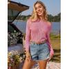 imageGRACE KARIN Womens 2025 Spring Summer Long Sleeve Crochet Pullover Sweater Hollow Out Knit Tops Off Shoulder TShirtsPink