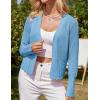 imageGRACE KARIN Womens 2025 Summer Cardigans Long Sleeve Open Front Hollow Out Crochet Knit Cardigan SweaterLight Blue