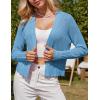 imageGRACE KARIN Womens 2025 Summer Cardigans Long Sleeve Open Front Hollow Out Crochet Knit Cardigan SweaterLight Blue