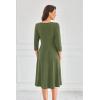 imageGRACE KARIN Womens 2025 Trendy Crew Neck 34 Sleeve A Line Loose Casual Midi Dress with PocketsArmy Green