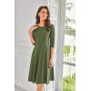 imageGRACE KARIN Womens 2025 Trendy Crew Neck 34 Sleeve A Line Loose Casual Midi Dress with PocketsArmy Green