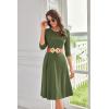 imageGRACE KARIN Womens 2025 Trendy Crew Neck 34 Sleeve A Line Loose Casual Midi Dress with PocketsArmy Green