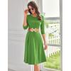 imageGRACE KARIN Womens 2025 Trendy Crew Neck 34 Sleeve A Line Loose Casual Midi Dress with PocketsAvocado Green