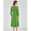 imageGRACE KARIN Womens 2025 Trendy Crew Neck 34 Sleeve A Line Loose Casual Midi Dress with PocketsAvocado Green