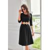 imageGRACE KARIN Womens 2025 Trendy Crew Neck 34 Sleeve A Line Loose Casual Midi Dress with PocketsBlack