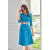 imageGRACE KARIN Womens 2025 Trendy Crew Neck 34 Sleeve A Line Loose Casual Midi Dress with PocketsBlue