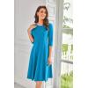 imageGRACE KARIN Womens 2025 Trendy Crew Neck 34 Sleeve A Line Loose Casual Midi Dress with PocketsBlue