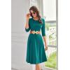 imageGRACE KARIN Womens 2025 Trendy Crew Neck 34 Sleeve A Line Loose Casual Midi Dress with PocketsBlue Green