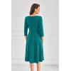 imageGRACE KARIN Womens 2025 Trendy Crew Neck 34 Sleeve A Line Loose Casual Midi Dress with PocketsBlue Green