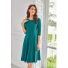 imageGRACE KARIN Womens 2025 Trendy Crew Neck 34 Sleeve A Line Loose Casual Midi Dress with PocketsBlue Green