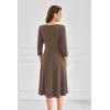 imageGRACE KARIN Womens 2025 Trendy Crew Neck 34 Sleeve A Line Loose Casual Midi Dress with PocketsBrown