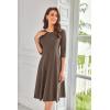 imageGRACE KARIN Womens 2025 Trendy Crew Neck 34 Sleeve A Line Loose Casual Midi Dress with PocketsBrown