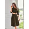 imageGRACE KARIN Womens 2025 Trendy Crew Neck 34 Sleeve A Line Loose Casual Midi Dress with PocketsCoffee