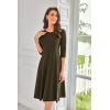 imageGRACE KARIN Womens 2025 Trendy Crew Neck 34 Sleeve A Line Loose Casual Midi Dress with PocketsCoffee