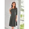 imageGRACE KARIN Womens 2025 Trendy Crew Neck 34 Sleeve A Line Loose Casual Midi Dress with PocketsDark Grey