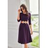 imageGRACE KARIN Womens 2025 Trendy Crew Neck 34 Sleeve A Line Loose Casual Midi Dress with PocketsDark Purple