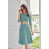 imageGRACE KARIN Womens 2025 Trendy Crew Neck 34 Sleeve A Line Loose Casual Midi Dress with PocketsLake Blue