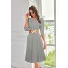 imageGRACE KARIN Womens 2025 Trendy Crew Neck 34 Sleeve A Line Loose Casual Midi Dress with PocketsLight Grey