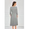 imageGRACE KARIN Womens 2025 Trendy Crew Neck 34 Sleeve A Line Loose Casual Midi Dress with PocketsLight Grey