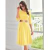 imageGRACE KARIN Womens 2025 Trendy Crew Neck 34 Sleeve A Line Loose Casual Midi Dress with PocketsLight Yellow