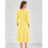 imageGRACE KARIN Womens 2025 Trendy Crew Neck 34 Sleeve A Line Loose Casual Midi Dress with PocketsLight Yellow