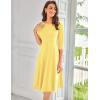 imageGRACE KARIN Womens 2025 Trendy Crew Neck 34 Sleeve A Line Loose Casual Midi Dress with PocketsLight Yellow