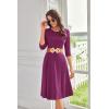 imageGRACE KARIN Womens 2025 Trendy Crew Neck 34 Sleeve A Line Loose Casual Midi Dress with PocketsMulberry