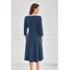 imageGRACE KARIN Womens 2025 Trendy Crew Neck 34 Sleeve A Line Loose Casual Midi Dress with PocketsNavy Blue