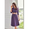 imageGRACE KARIN Womens 2025 Trendy Crew Neck 34 Sleeve A Line Loose Casual Midi Dress with PocketsPurple