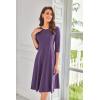 imageGRACE KARIN Womens 2025 Trendy Crew Neck 34 Sleeve A Line Loose Casual Midi Dress with PocketsPurple