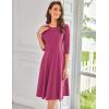 imageGRACE KARIN Womens 2025 Trendy Crew Neck 34 Sleeve A Line Loose Casual Midi Dress with PocketsRose Purple