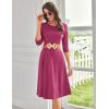 imageGRACE KARIN Womens 2025 Trendy Crew Neck 34 Sleeve A Line Loose Casual Midi Dress with PocketsRose Purple